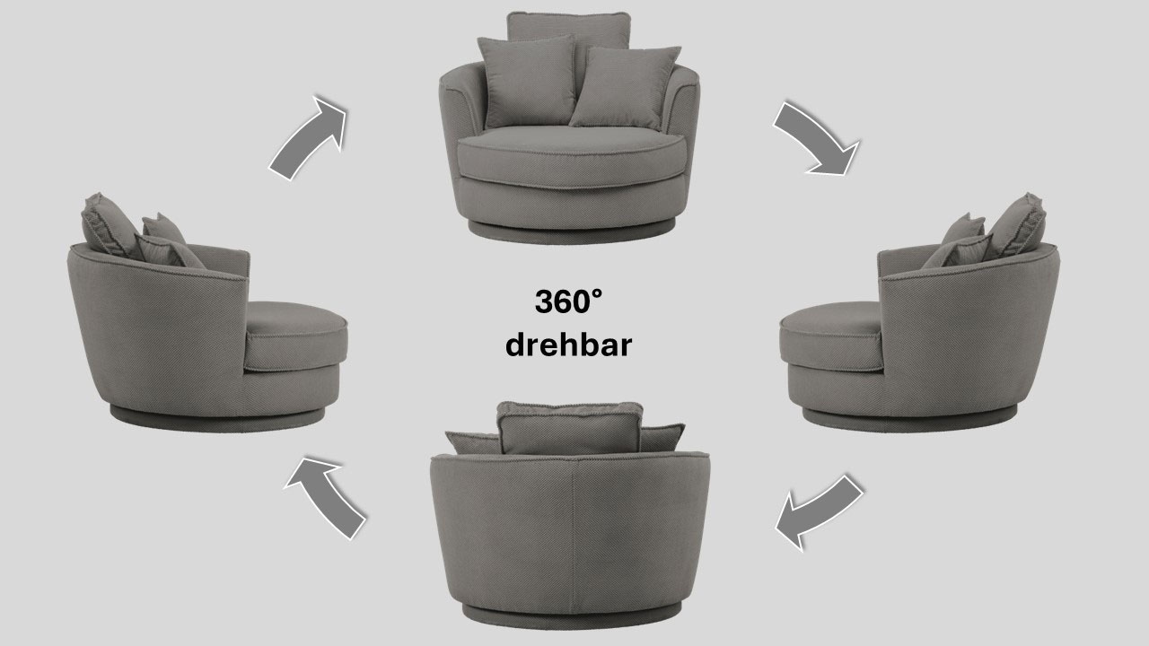 Home affaire Drehsessel »MAISIE, Love Seat XXL, Lese-Sessel BIG-« Sessel in MEGA CORD u. Web-Velours, 360 Grad drehbar