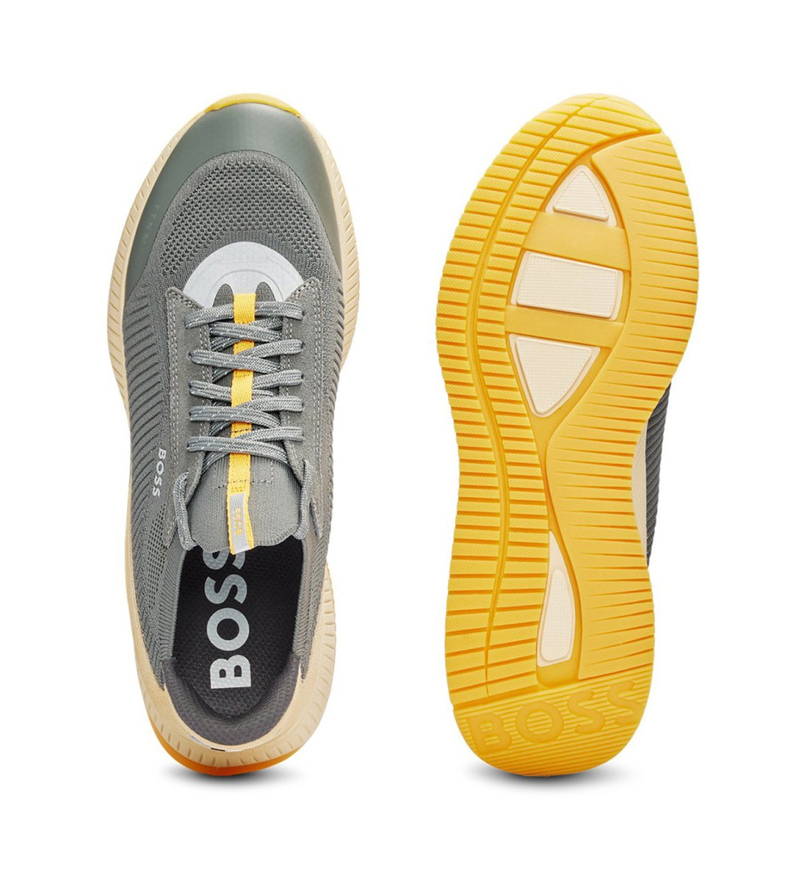 Pantufas BOSS com cabedal em malha cinza