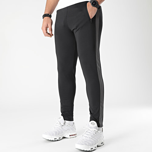 Pantalon Jogging Training Bande 0037 Noir Gris Anthracite