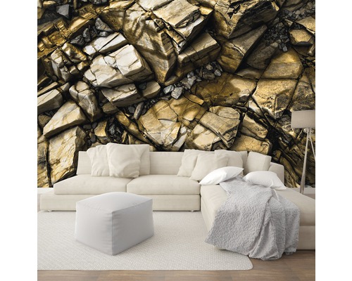 Vliesbehang 12610V4 Golden Rocks 2-delige set 254 x 184 cm