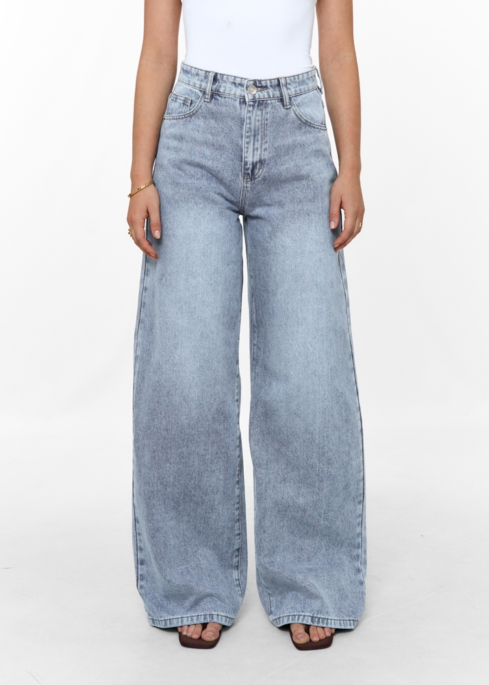 Wide leg classic jeans sea blauw