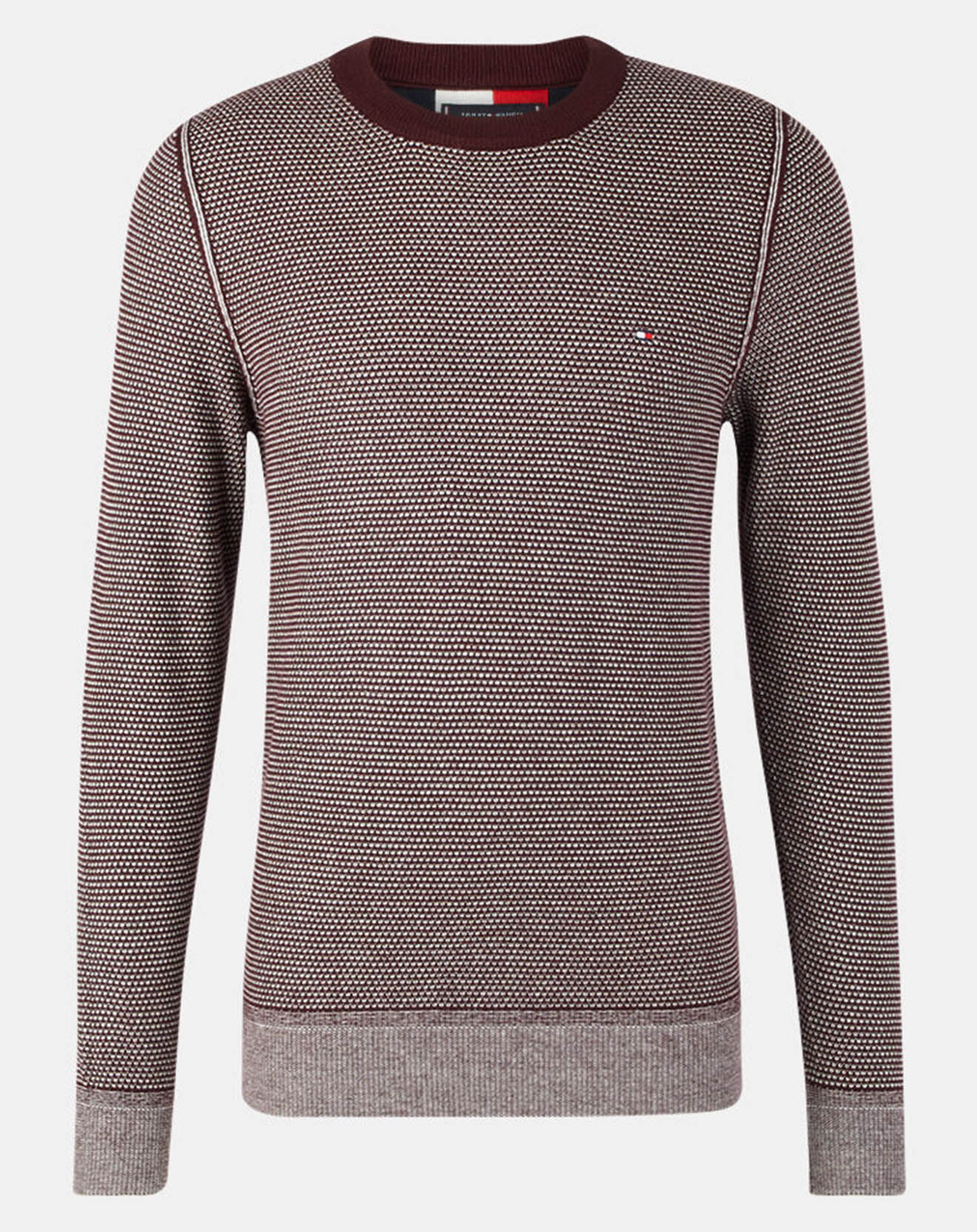 Tommy Hilfiger Pull en Coton & Laine Structure bordeaux