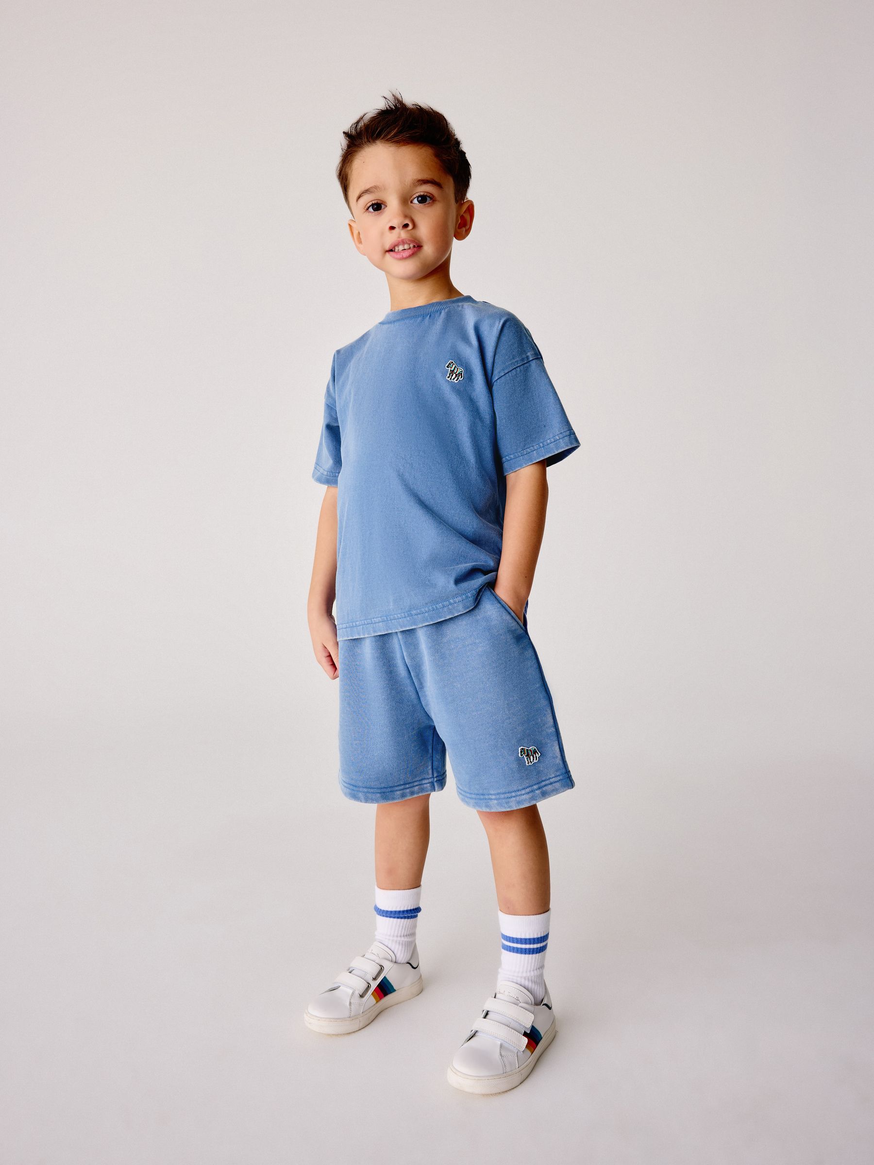 Blauwe wassing - Paul Smith Junior set van top en shorts voor jongens
