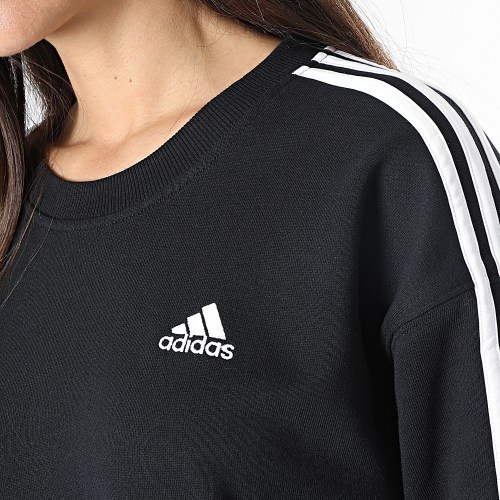 Sweat Crewneck Crop Femme A Bandes 3 Stripes HR4926 Noir