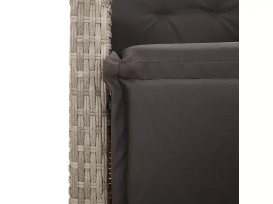 Chaise inclinable de jardin avec repose-pied gris clair rotin