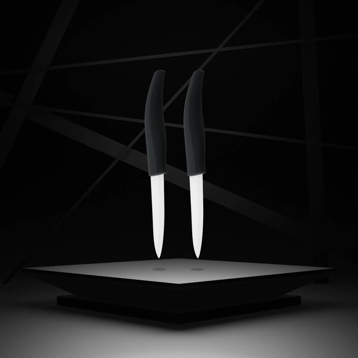 Lot de 2 couteaux de cuisine avec lame en céramique de 7,5 cm Céramiqu