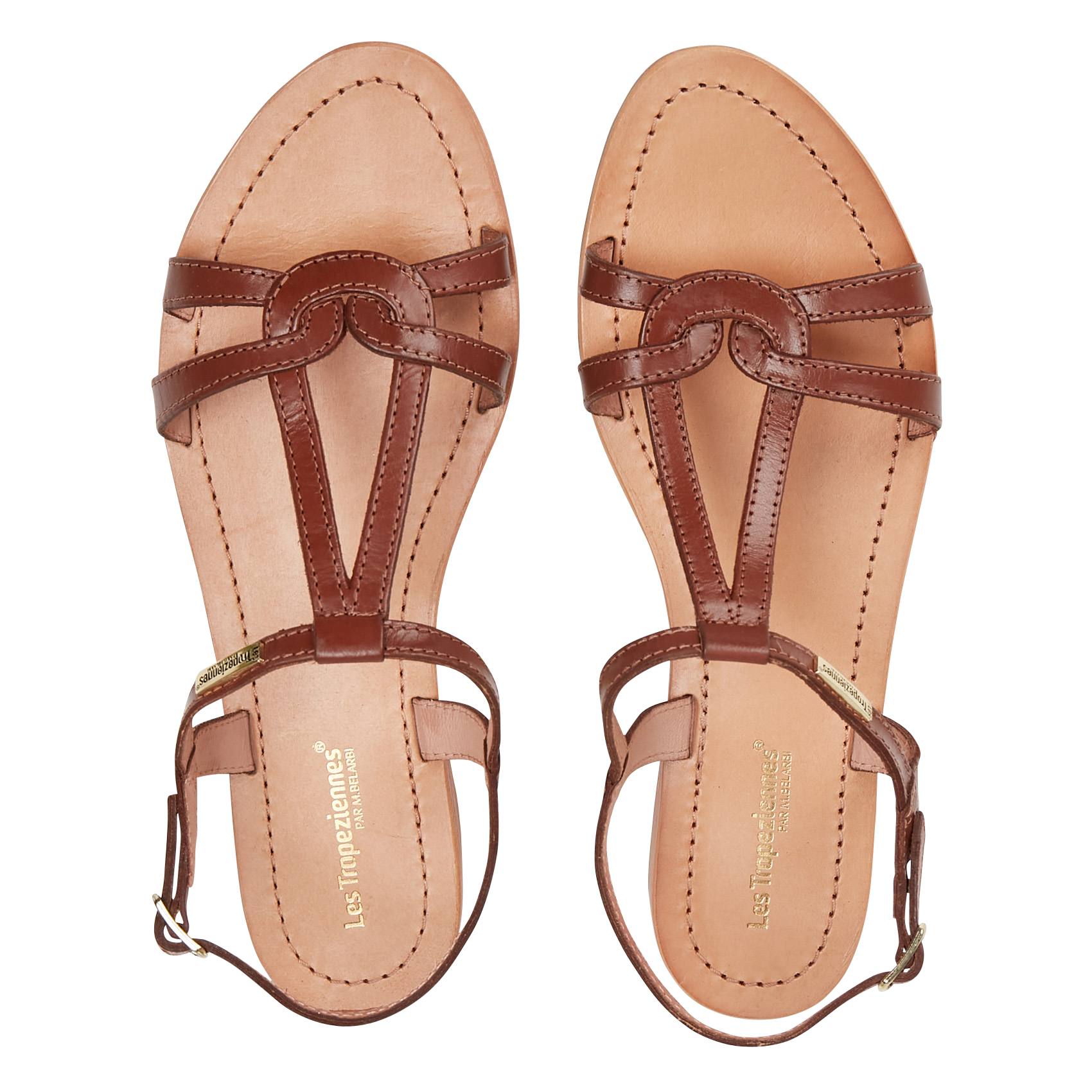 HACKLIO - Sandales plates en cuir | Marron