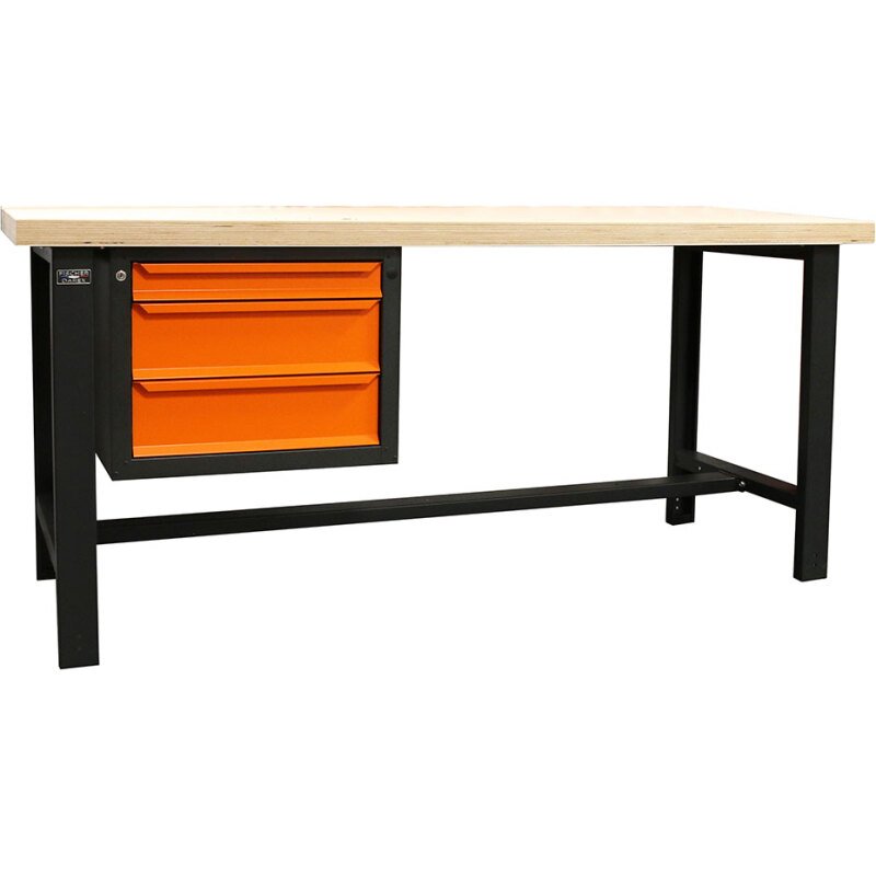 Établi d'Atelier 2M Fischer Darex –Plateau bois - Bloc 3 tiroirs