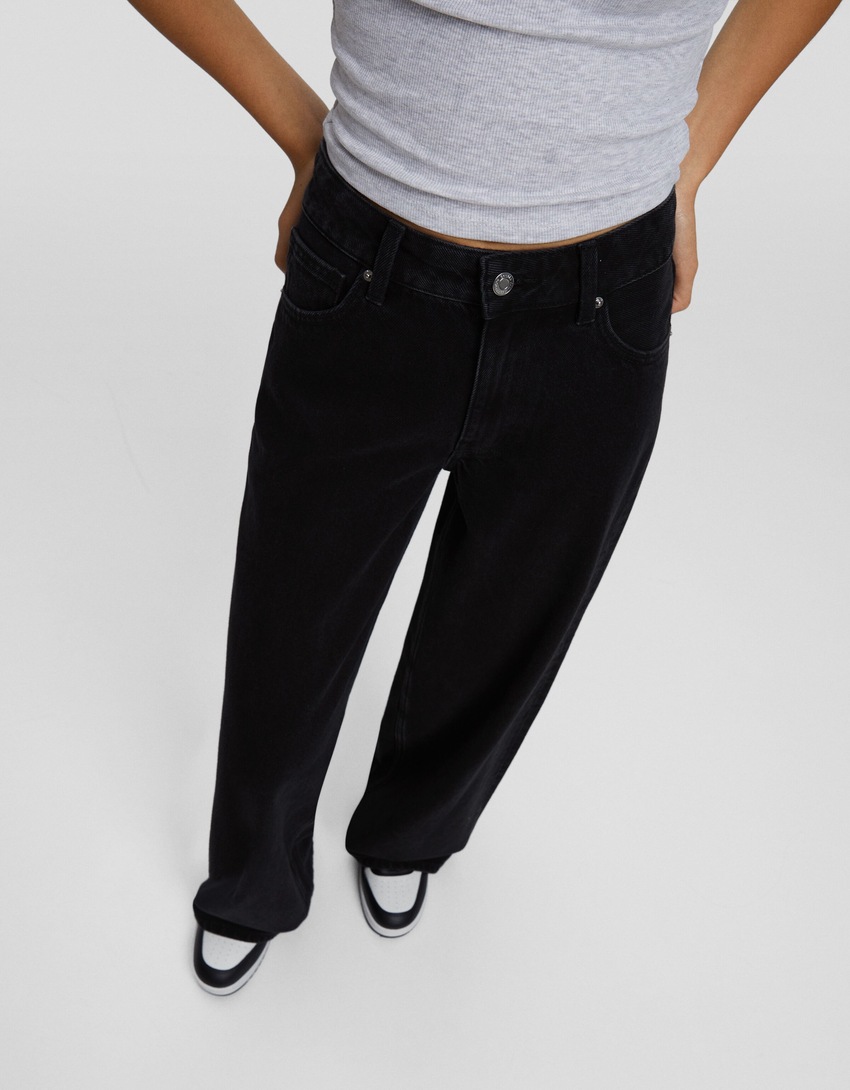calça jeans de perna larga