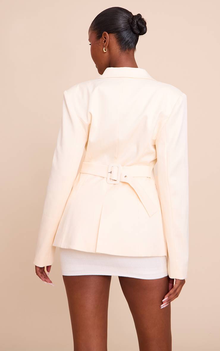 Blanc Cassé Blazer Cintré Dans Le Dos À Simple Boutonnage