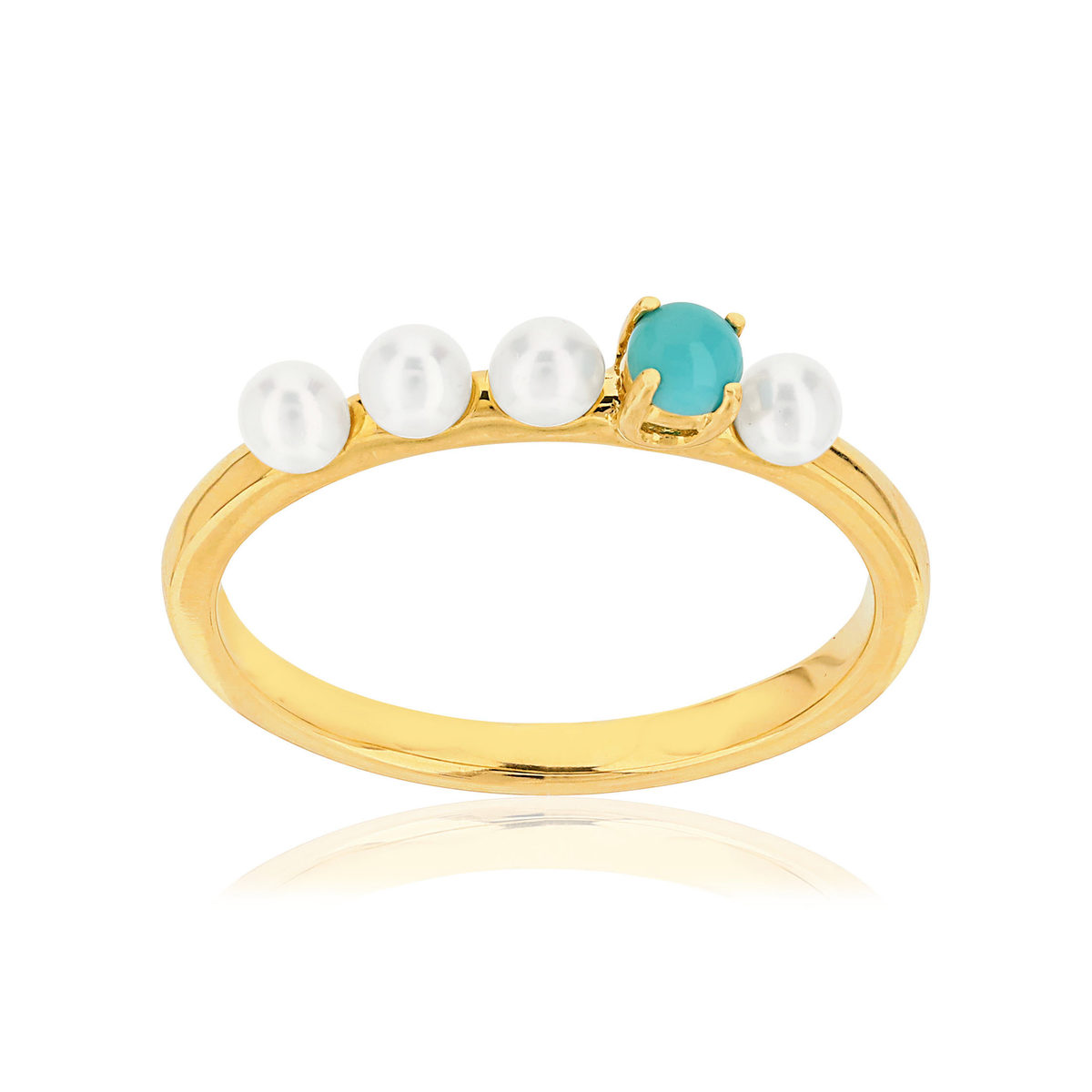 Bague MATY Or 375 jaune Turquoise imitation perles