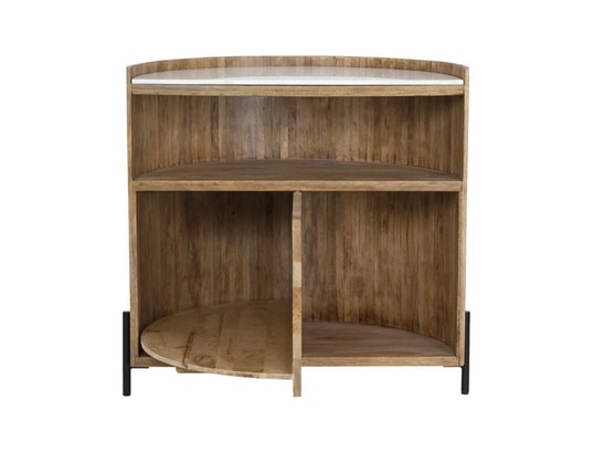 BOIS ET CHIFFONS CONCEPT - Bar demi lune plateau marbre blanc - manguier kfir ii