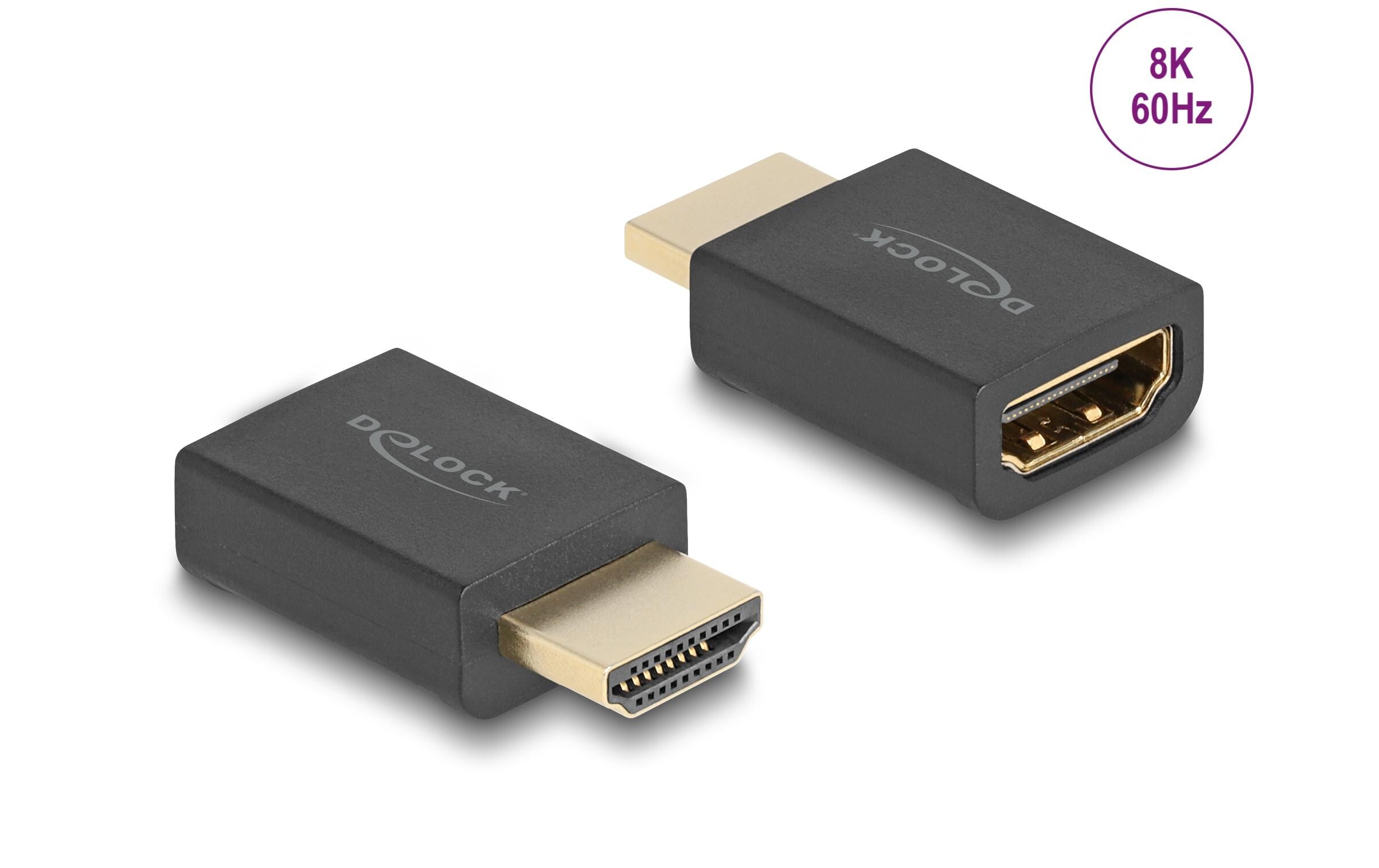 Adapter HDMI - HDMI, 8K 60HzDelock High Speed HDMI with Ethernet Adapter Stecker zu Buchse 8K 60 Hz schwarz