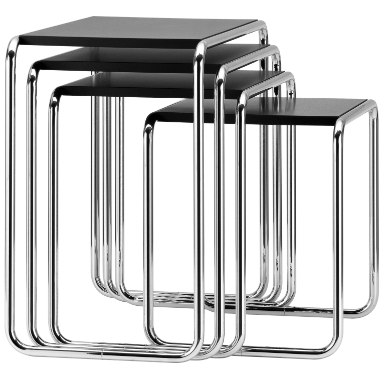 Thonet B9 bijzettafel set van 4 beuken zwart gebeitst
