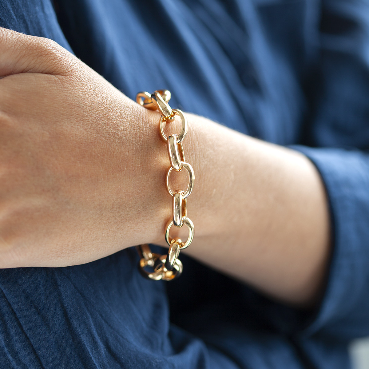 Bracelet plaqué or 19 cm maillons ronds