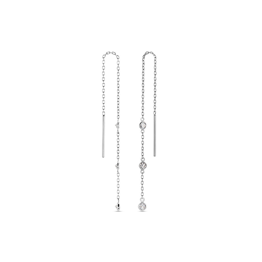 Boucles D'oreilles Pendantes Themis Argent Blanc Oxyde De Zirconium