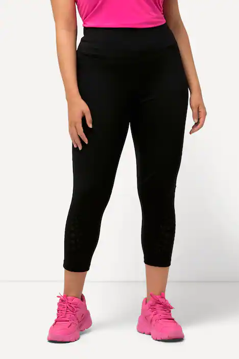 7/8-Sportleggings, schnelltrocknend, Cut-Outs, High Waist, schwarz