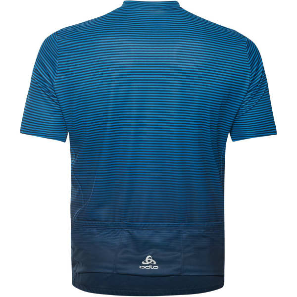 Maillot vélo ODLO ESSENTIAL PRINT STAND-UP COLLAR S/S FZ INDIGO BUNTING/BLUE WING TEAL