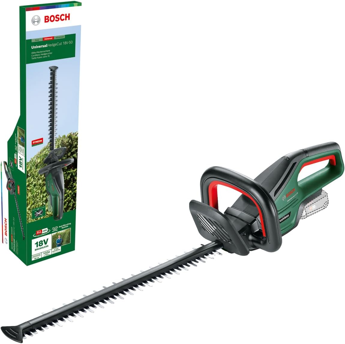 Bosch Akku-Heckenschere UniversalHedgeCut 18V-50 (ohne Akku, 18-Volt-System, Messerlänge 50 cm, im Karton)