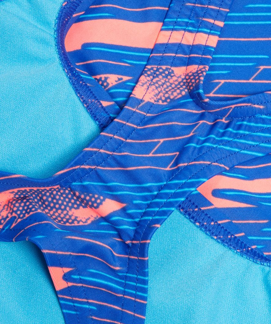 Speedo badedragt til piger - Hyperboom Allover Medalist - Mørkeblå/orange