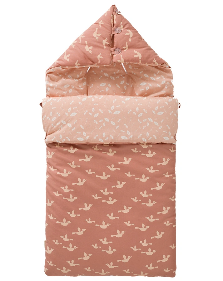 Fußsack BIRDS (40x80) für Babyschale in altrosa