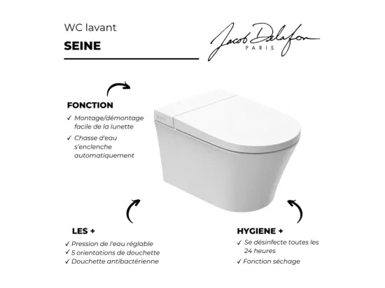 WC lavant sans bride JACOB DELAFON Seine avec télécommande + abattant