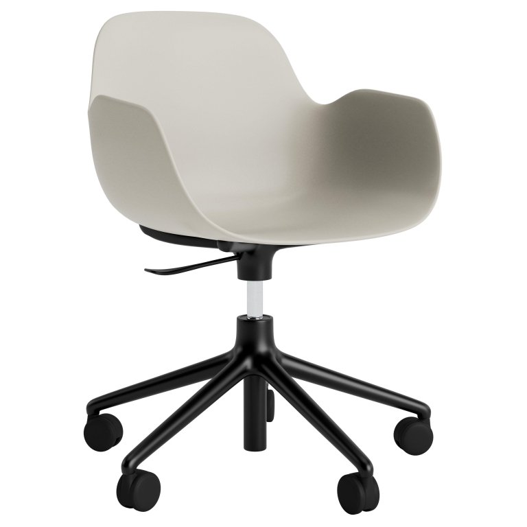 Normann Copenhagen Form Armchair bureaustoel met zwart onderstel warm grijs