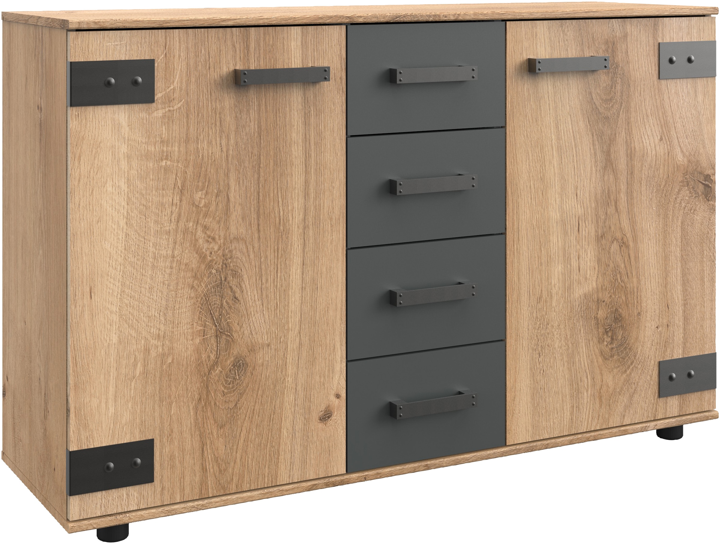 Wimex Kombikommode »Stockholm Sideboard Kommodenschrank, Made in Germany« Industrial-Look, 2-türig mit 4 Schubladen, 130x41x83 cm