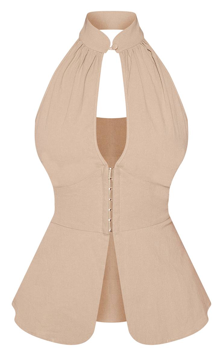 Vert Sauge Blouse Effet Lin À Encolure Plongeante Shape
