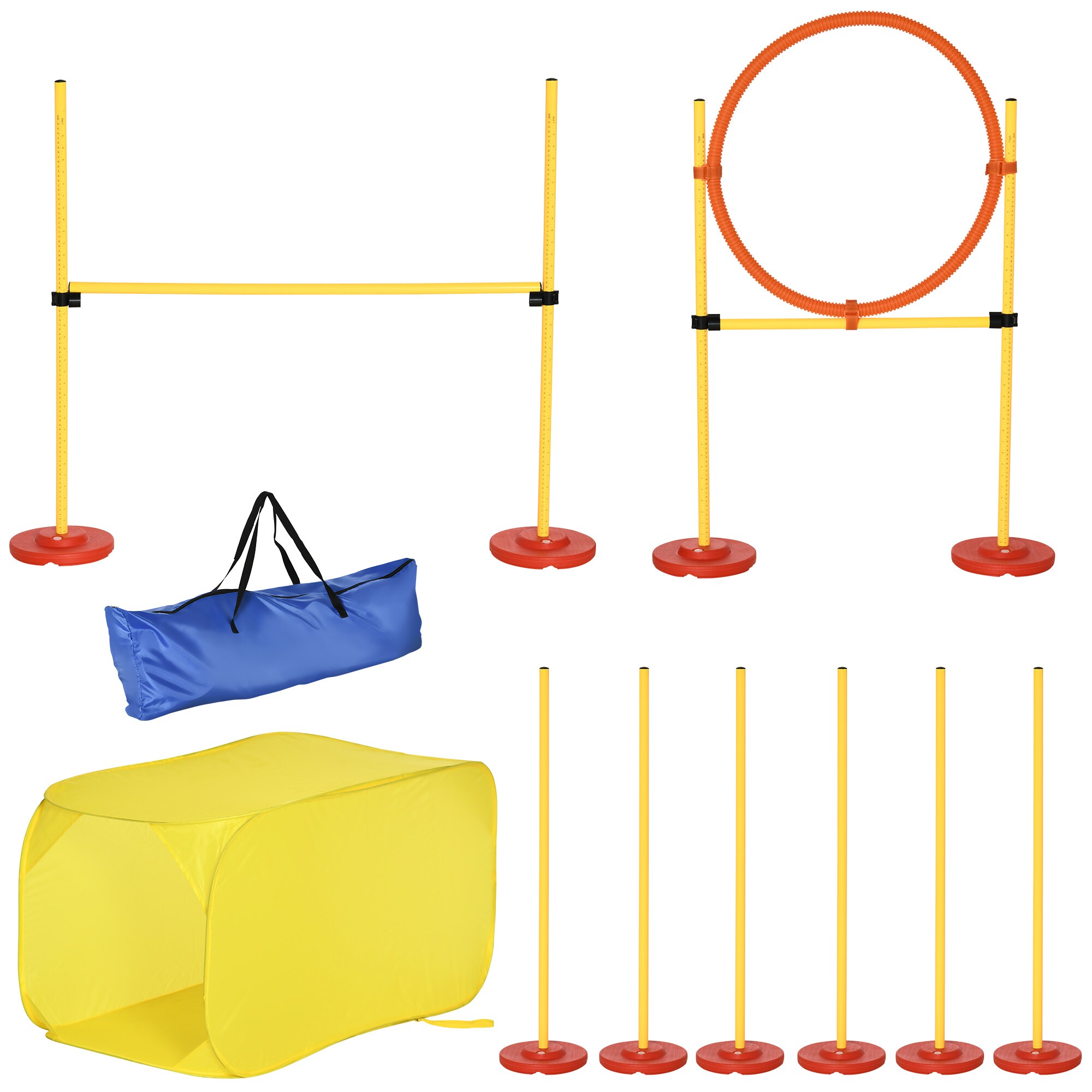 PawHut Agility Set für 4 verschiedene Trainingsvarianten gelb