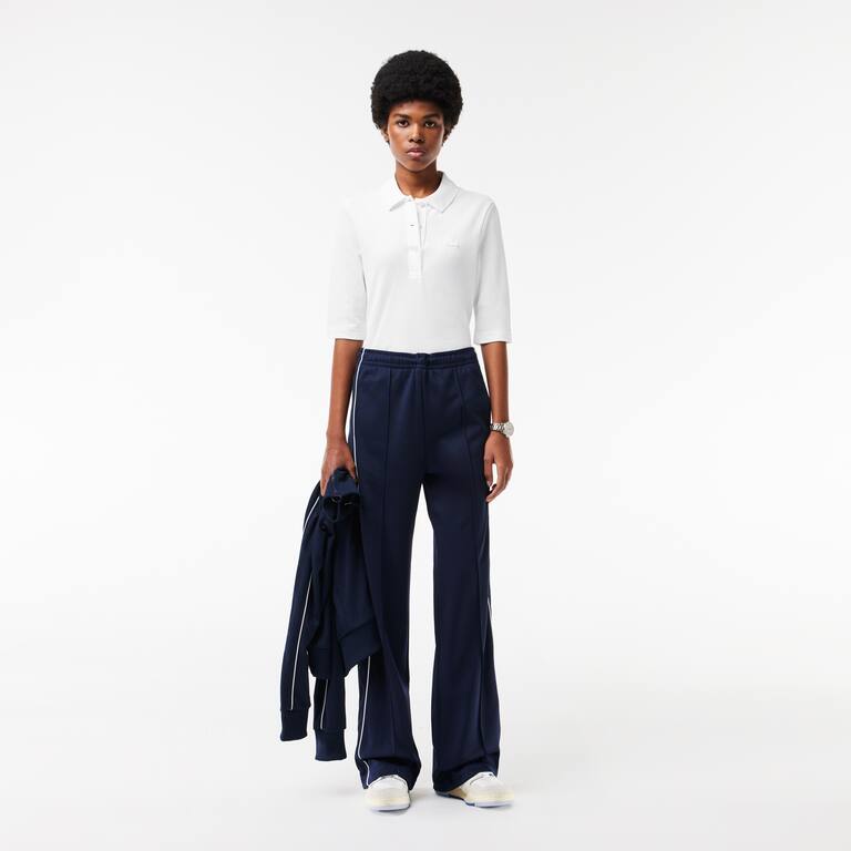 Polo Lacoste slim fit à manches trois-quarts en coton souple Manches Courtes - Blanc - Lacoste - Femme