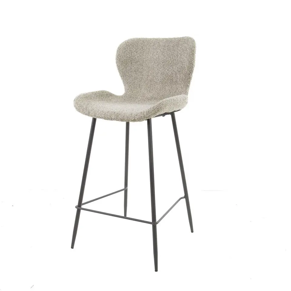 Barstoel Bouclé Zand - Metaal - Zithoogte 67cm - 47x51x99cm