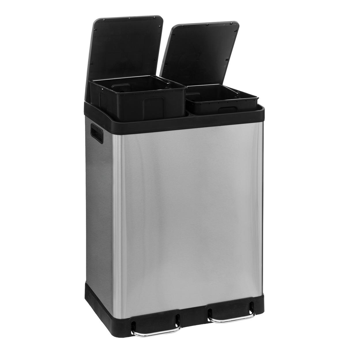 POUBELLE DE TRI A PEDALE ARIANE 2 X 30L METAL INOX