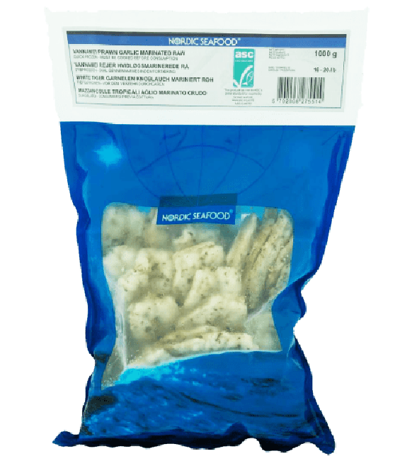 Nordic Seafood Gemarineerde Vannamei Garnalen met Knoflook (maat 16-20) 1kg