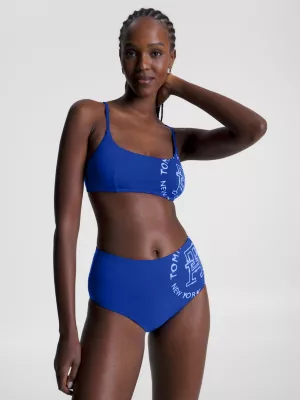 Calcinha de biquíni de cintura alta com logo da Hilfiger