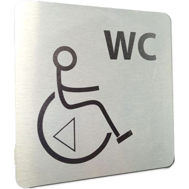 Pictogramme en aluminium brossé WC /PMR transfert gauche