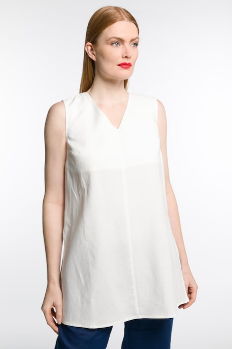 Longtop, A-Linie, V-Ausschnitt, ärmellos, Lyocellmix