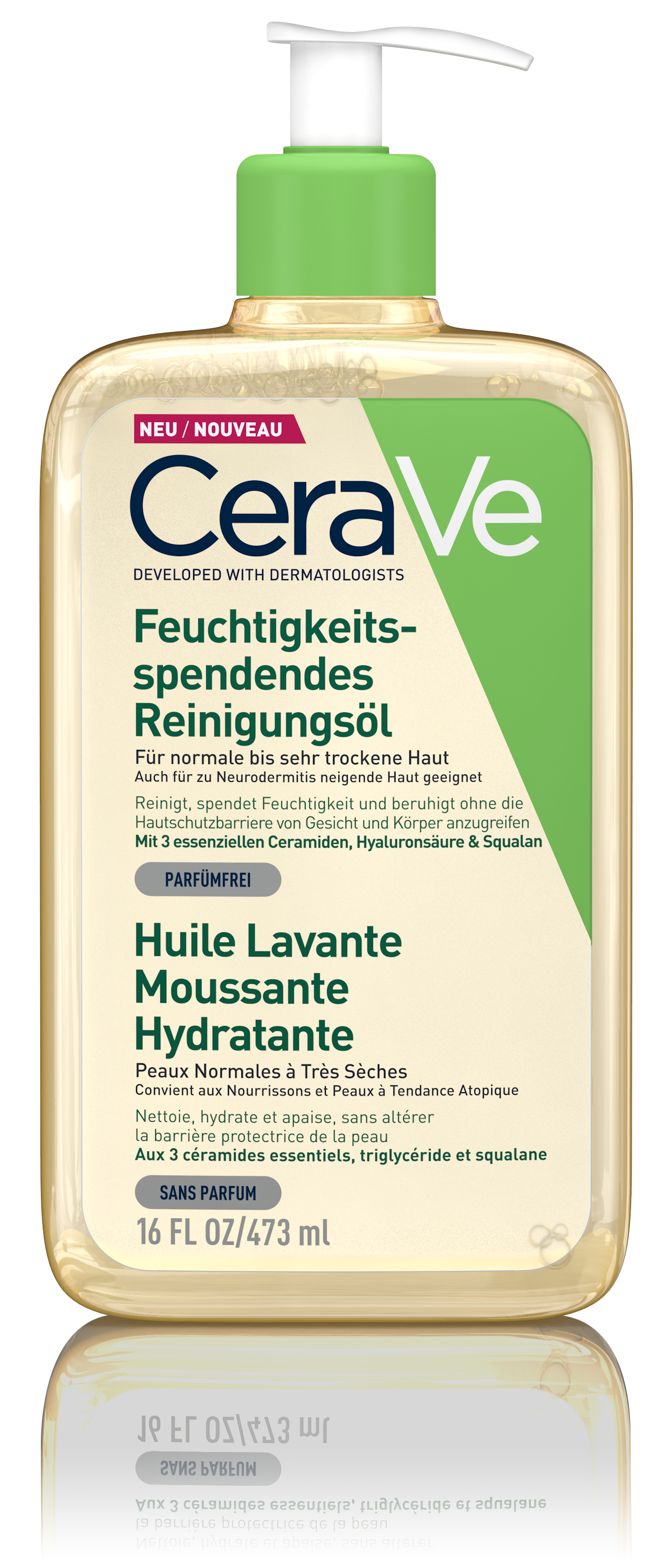 CERAVE Feuchtigkeitsspendendes schäumendes Reinigungsöl<br>473 ml, Dispenser, Öl