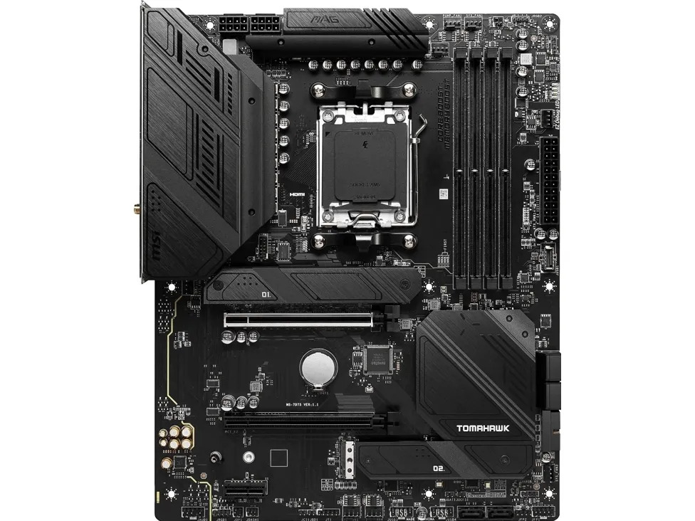 MSI MAG B650 TOMAHAWK WIFI - Bundkort - ATX - Socket AM5 - AMD B650 Chipset - USB 3.2 Gen 1, USB 3.2 Gen 2, USB-C 3.2 Gen2, USB-C 3.2 Gen 2x2 - 2.5 Gigabit LAN, Wi-Fi 6E, Bluetooth - onboard grafik (CPU påkrævet) - HD Audio (8-kanaler)