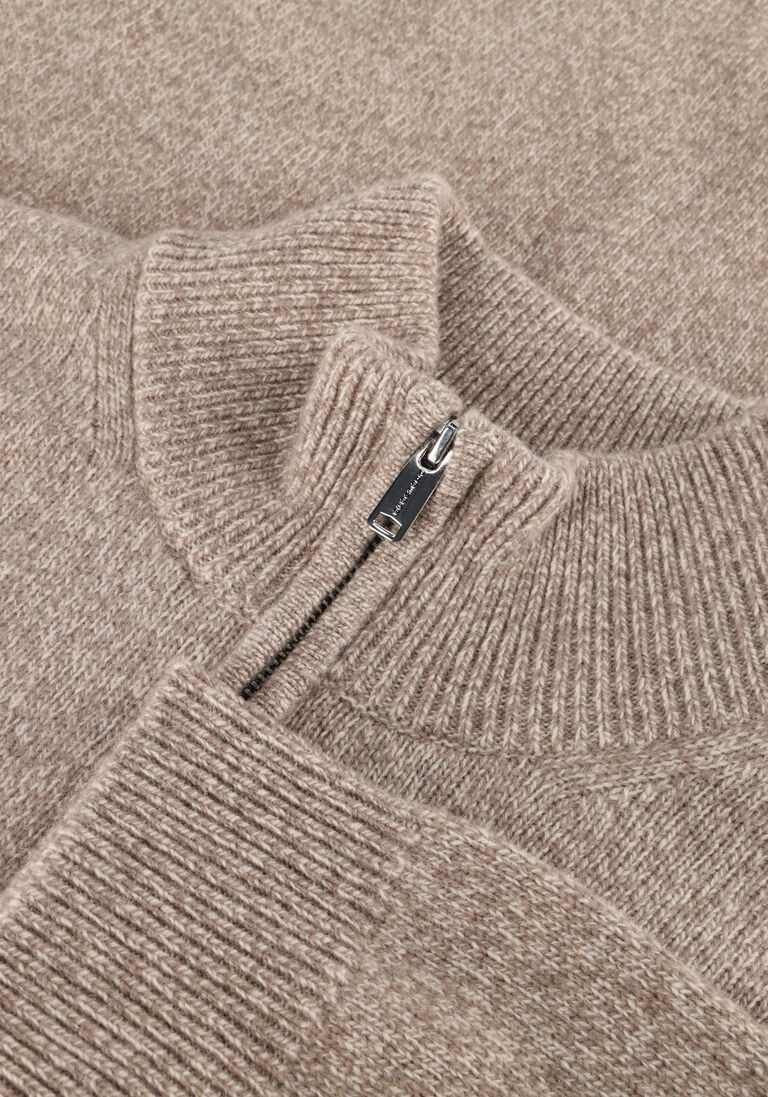 beige profuomo trui pullover half zip wool blend