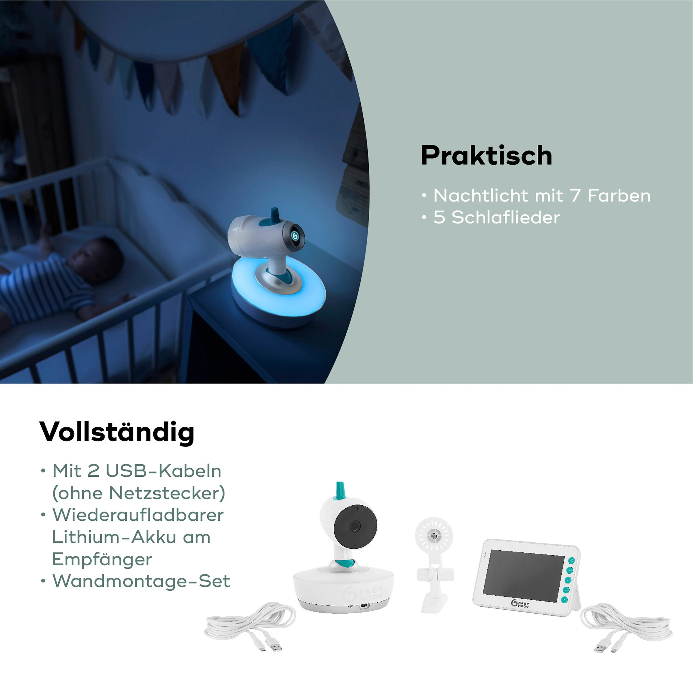 Babymoov Digitales Babyphone mit Kamera YOO-Moov 360°