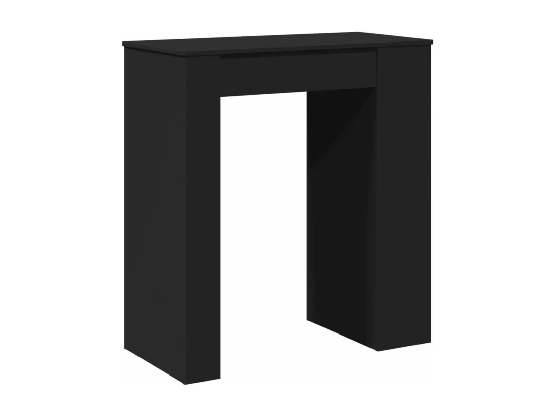 Table de bar avec étagères noir bois d'ingénierie