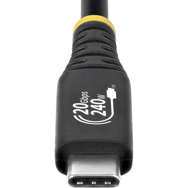 StarTech.com Câble USB 4 de 2 m, 20 Gbps, Câble USB-C Certifié USB-IF, PD EPR 240 W, DP 1.4 4K 120 Hz, Gaine TPE, Cordon USB-C Noir