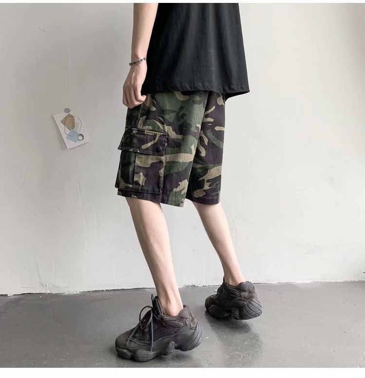Capbrew - Camouflage Cargo Shorts met Middelhoge Taille