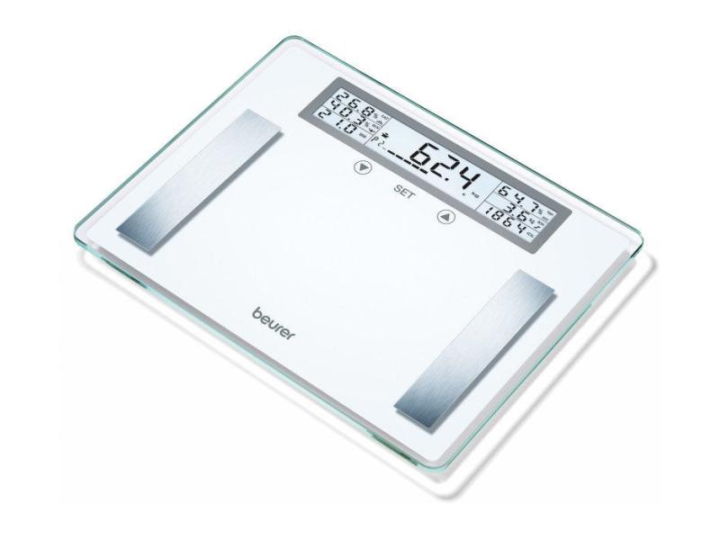 Beurer Körperanalysewaage BG51 Weiss Glas-Diagnosewaage mit BMI-Berechnung