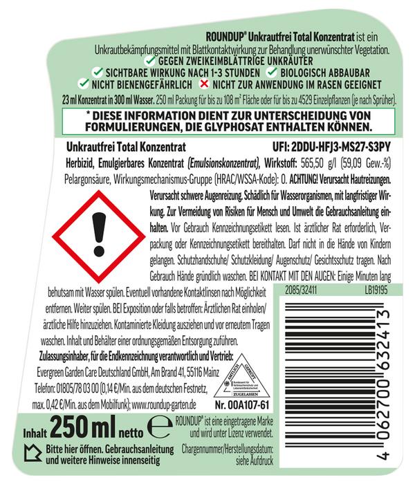 Roundup® Unkrautfrei Total, flüssig, 250 ml