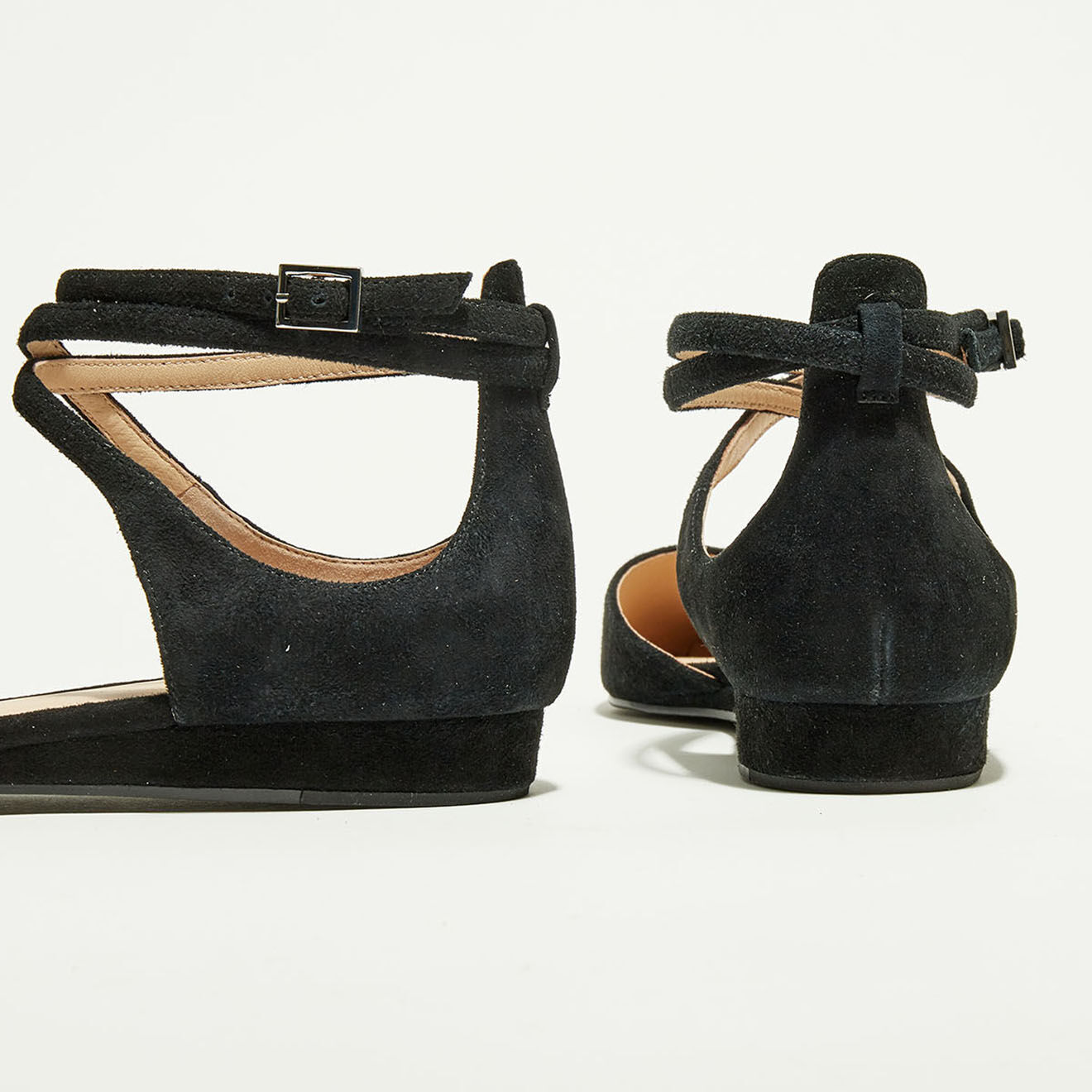 What For Ballerines en Velours de Cuir Edith noires
