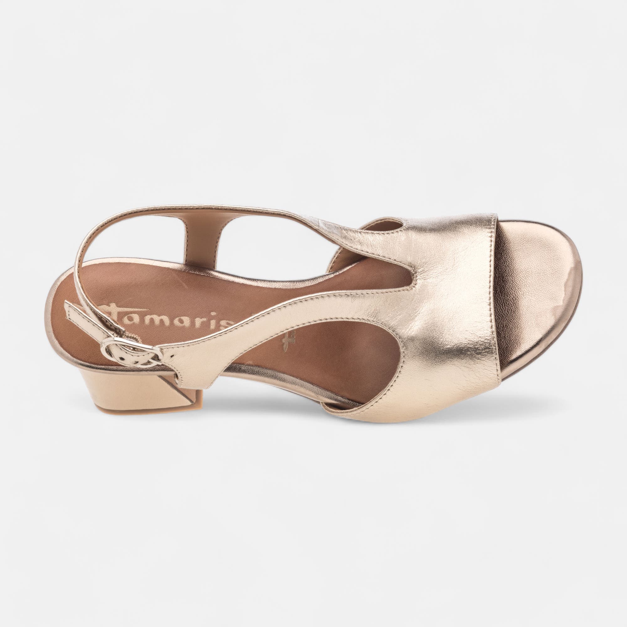 Nu-pieds à talon Femme en cuir or