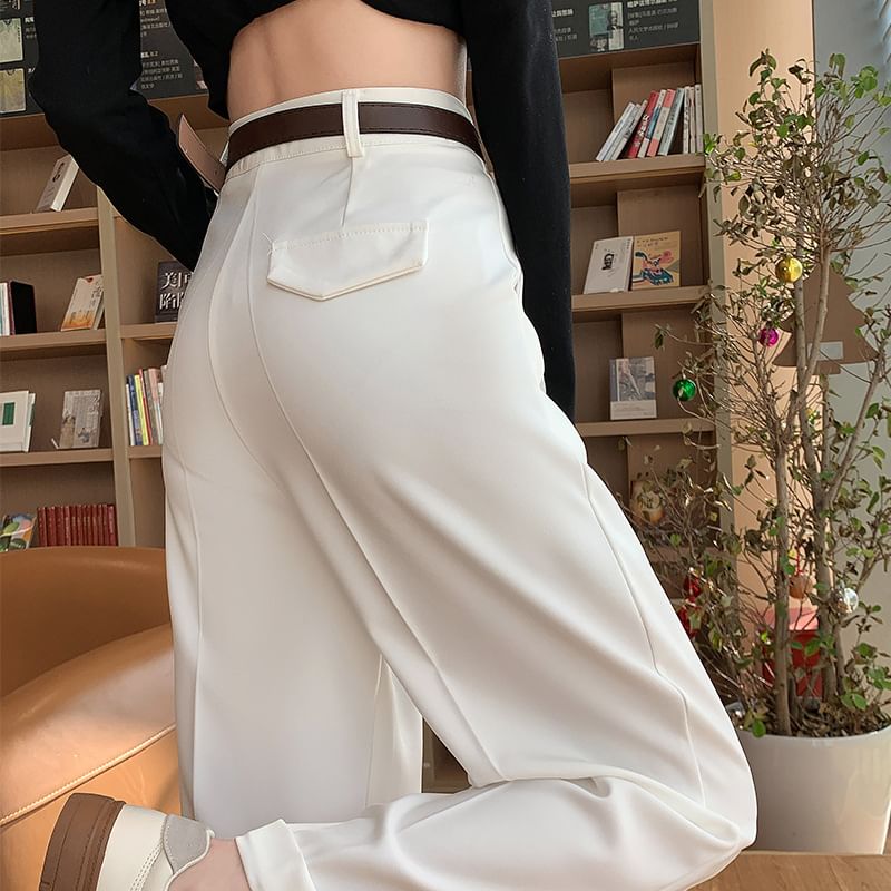 Jaqmine - Hoge taille, effen, rechte broek (verschillende ontwerpen)