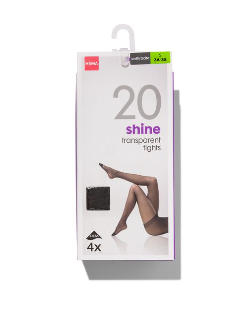 lot de 4 collants 20 deniers anthracite